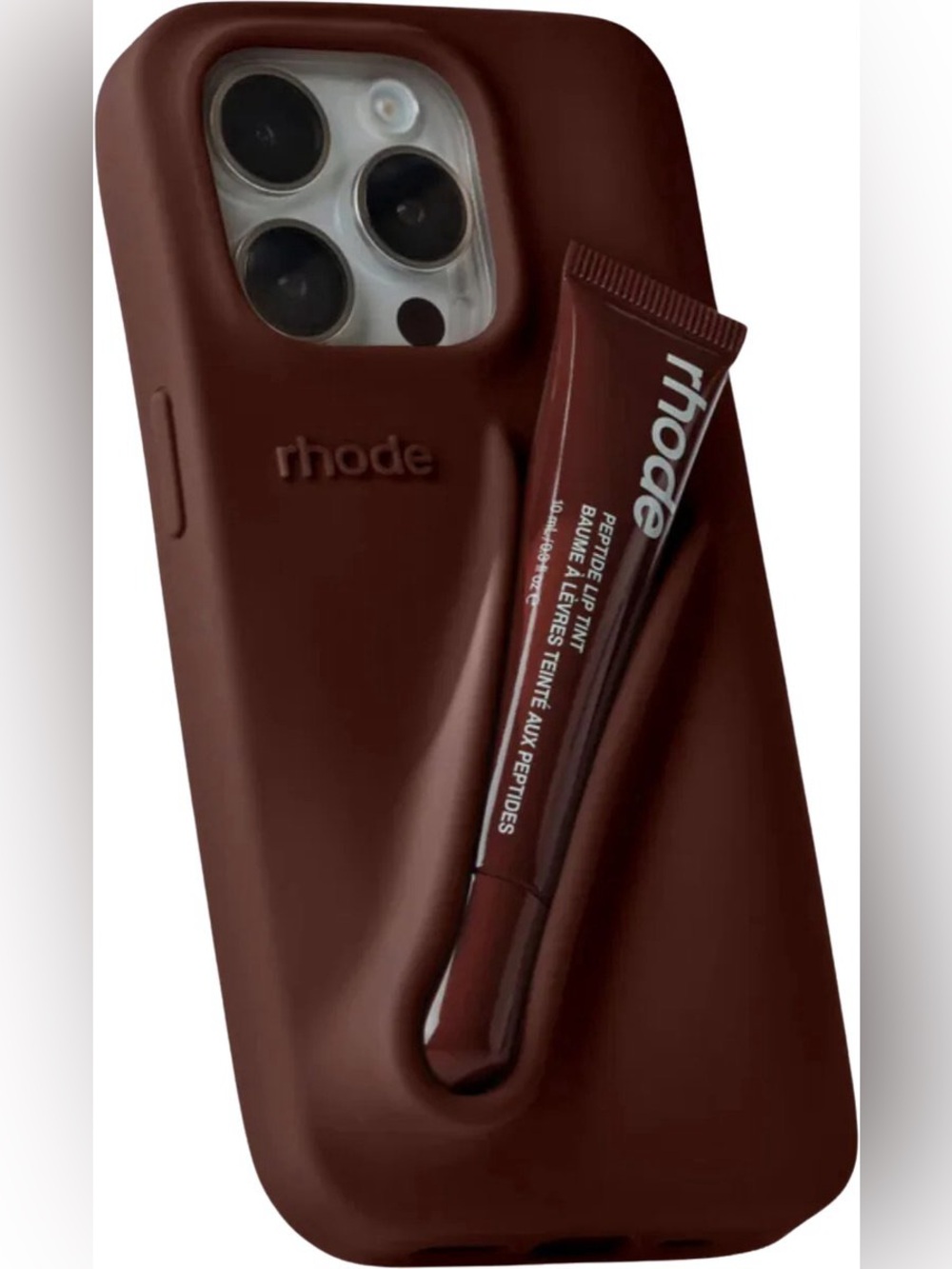RHODE Silicone iPhone Case with Built-In Lip Tint Holder in Espresso